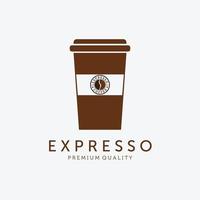 taza de café espresso logo vector diseño vintage ilustración icono