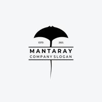 vector de logotipo de mantarrayas, diseño de ilustración de stingray vintage, concepto oceánico con peces