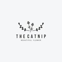 catnip reeds creek totora vector vintage logo, diseño de ilustración de planta para concepto de mascotas