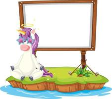 Fantasy unicorn with empty board vector