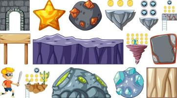 Set of isolated fantasy space objects vector