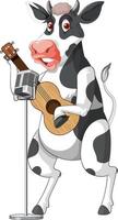 Cow standing on two legs playing guitar cartoon character vector