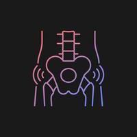 Hips rheumatism gradient vector icon for dark theme. Degenerative joint disease. Intense pain. Cartilage worn away. Thin line color symbol. Modern style pictogram. Vector isolated outline drawing