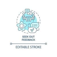 Seek out feedback blue concept icon. Training at work. Professional development. Career advancement abstract idea thin line illustration. Vector isolated outline color drawing. Editable stroke