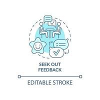Seek out feedback blue concept icon. Training at work. Professional development. Career advancement abstract idea thin line illustration. Vector isolated outline color drawing. Editable stroke