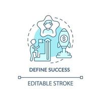 Define success blue concept icon. Personal achievement. Employee goals in work. Career advancement abstract idea thin line illustration. Vector isolated outline color drawing. Editable stroke