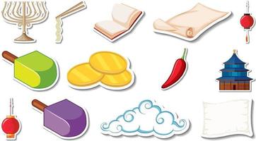 Set of different traditional objects vector