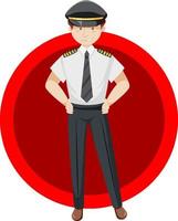 Pilot standing on red background vector