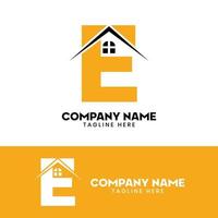 Initial letter E real estate logo vector, initial letter E house logo vector