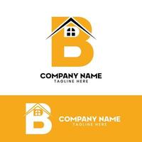 vector de logotipo de bienes raíces con letra inicial b, logotipo de casa con letra inicial b