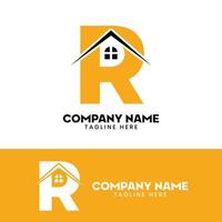 Initial letter R real estate logo vector, initial letter R house logo vector