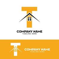 Initial letter T real estate logo vector, initial letter T house logo vector