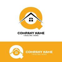 Initial letter Q real estate logo vector, initial letter Q house logo vector