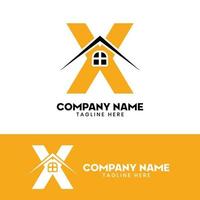 Initial letter X real estate logo vector, initial letter X house logo vector