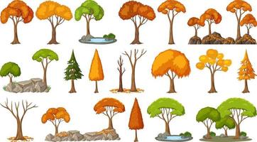 Set of four seasons trees on white background vector