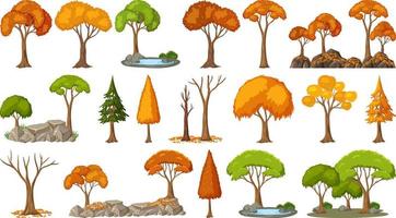 Set of four seasons trees on white background vector