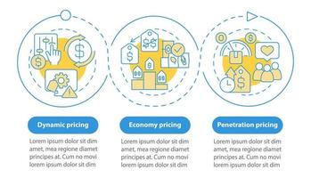 General pricing methods blue circle infographic template. Data visualization with 3 steps. Process timeline info chart. Workflow layout with line icons. Myriad Pro-Bold, Regular fonts used vector