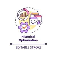 Historical optimization concept icon. Advertising campaign. SEO marketing trend abstract idea thin line illustration. Isolated outline drawing. Editable stroke. Arial, Myriad Pro-Bold fonts used vector