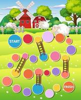 Snake ladders game template with farm theme vector