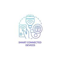 Smart connected devices blue gradient concept icon. Innovative technology abstract idea thin line illustration. Real-time data extraction. Isolated outline drawing. Myriad Pro-Bold font used vector