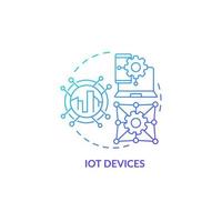 icono de concepto de gradiente azul de dispositivos iot. producto de tecnología inteligente idea abstracta ilustración de línea delgada. recopilar e intercambiar datos de forma remota. dibujo de contorno aislado. innumerables fuentes pro-bold utilizadas vector