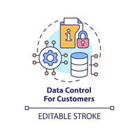 Data control for customers concept icon. Digital safety. Marketing trend abstract idea thin line illustration. Isolated outline drawing. Editable stroke. Arial, Myriad Pro-Bold fonts used vector