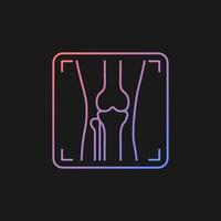 Arthritis x ray gradient vector icon for dark theme. Joint deformity depiction. Osteoarthritis diagnosis. Medical image. Thin line color symbol. Modern style pictogram. Vector isolated outline drawing