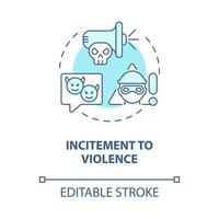 Incitement to violence blue concept icon. Non-protected speech type abstract idea thin line illustration. Creating immediate risk of harm. Vector isolated outline color drawing. Editable stroke