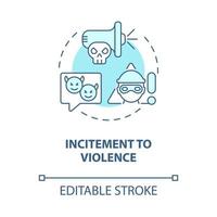 Incitement to violence blue concept icon. Non-protected speech type abstract idea thin line illustration. Creating immediate risk of harm. Vector isolated outline color drawing. Editable stroke