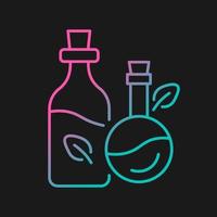 icono de vector de gradiente de aceite de masaje para tema oscuro. aromaterapia Aceite herbal natural y orgánico para masajes. símbolo de color de línea delgada. pictograma de estilo moderno. dibujo de contorno aislado vectorial