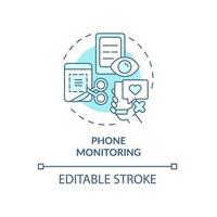 Phone monitoring blue concept icon. Cellphone application to track mobile activity. Employee monitoring abstract idea thin line illustration. Vector isolated outline color drawing. Editable stroke