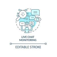 Live chat monitoring blue concept icon. Tracking communication of work team. Employee monitoring abstract idea thin line illustration. Vector isolated outline color drawing. Editable stroke