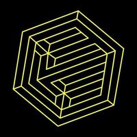 Impossible hexagon. Line design. Impossible shapes. Optical illusion objects. Optical art. Geometric figures. vector