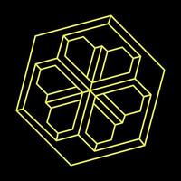 Impossible optical illusion shape. Optical art object. Impossible figures. Sacred geometry hexagon. vector