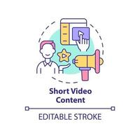 Short video content concept icon. Customer engaging. Marketing trend abstract idea thin line illustration. Isolated outline drawing. Editable stroke. Arial, Myriad Pro-Bold fonts used vector