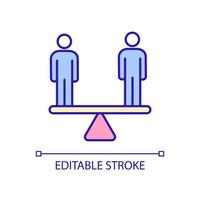 Equality RGB color icon. Fairness and justice. Equal rights and opportunities. Same freedoms and status. Isolated vector illustration. Simple filled line drawing. Editable stroke. Arial font used