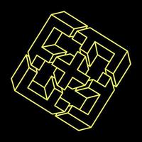 Impossible cube. Line design. Impossible shapes. Optical illusion objects. Optical art. vector