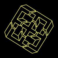 Impossible cube. Line design. Impossible shapes. Optical illusion objects. Optical art. vector