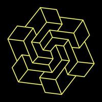 Impossible shape. Web design element. Optical illusion object. Line design. vector