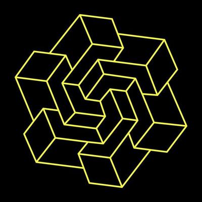 Impossible shape. Web design element. Optical illusion object. Line design.