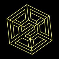 Impossible shapes logo design, optical illusion object. Optical art figure. vector