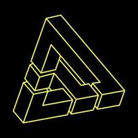 Impossible shapes. Optical illusion. Abstract eternal geometric object. Impossible endless outline. Impossible geometry symbol on a black background. Optical art. vector