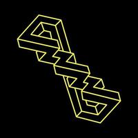 Optical illusion shapes. Impossible objects. Optical art figures. Line art. Geometry. vector