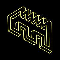 Impossible optical illusion shape. Optical art object. Impossible figures. Line art. vector