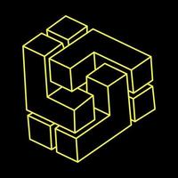 Impossible cube. Line design. Impossible shapes. Optical illusion objects. Optical art. Geometry. vector