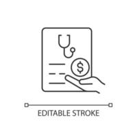 Paid sick days linear icon. Keep employees healthy. Decreasing employee absenteeism. Thin line customizable illustration. Contour symbol. Vector isolated outline drawing. Editable stroke