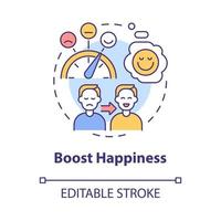 Boost happiness concept icon. Living happy life. Wellness lifestyle abstract idea thin line illustration. Isolated outline drawing. Editable stroke. Roboto-Medium, Myriad Pro-Bold fonts used vector