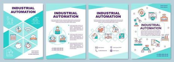 Industrial automation brochure template. Automation benefits. Booklet print design with linear icons. Vector layouts for presentation, annual reports, ads. Arial Black, Myriad Pro Regular fonts used
