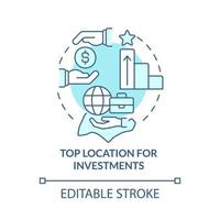 Top location for investments turquoise concept icon. Business in Singapore abstract idea thin line illustration. Isolated outline drawing. Editable stroke. Roboto-Medium, Myriad Pro-Bold fonts used vector