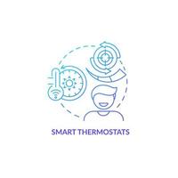 Icono de concepto de gradiente azul de termostatos inteligentes. dispositivo doméstico inteligente idea abstracta ilustración de línea delgada. establecer la temperatura óptima en casa. dibujo de contorno aislado. innumerables fuentes pro-bold utilizadas vector